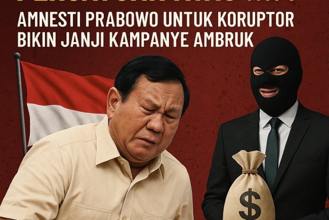 Prabowo Tumbang di Hadapan Koruptor: Persatuan atau Pengkhianatan? Amnesti Prabowo untuk Koruptor Bikin Janji Kampanye Ambruk