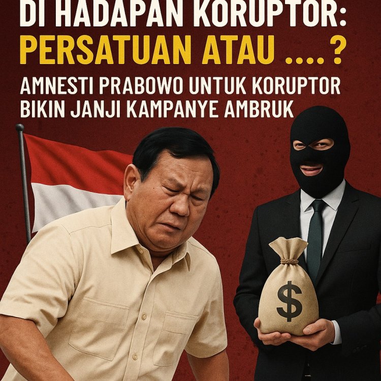 Prabowo Tumbang di Hadapan Koruptor: Persatuan atau Pengkhianatan? Amnesti Prabowo untuk Koruptor Bikin Janji Kampanye Ambruk